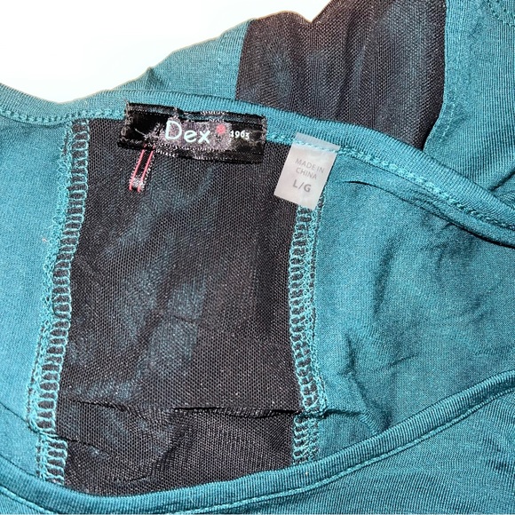 NEW Dex Alpine Green A symmetrical Scoop Neckline Long Sleeve Top Women’s Sz Lg - Picture 2 of 5